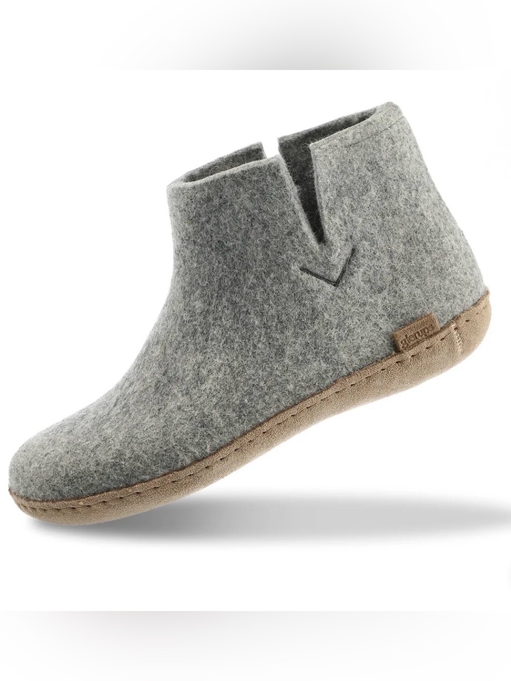 Glerups Grey Wool Ankle Bootie Leather Sole - Cozy Slip-On Comfort Size 37 (7)